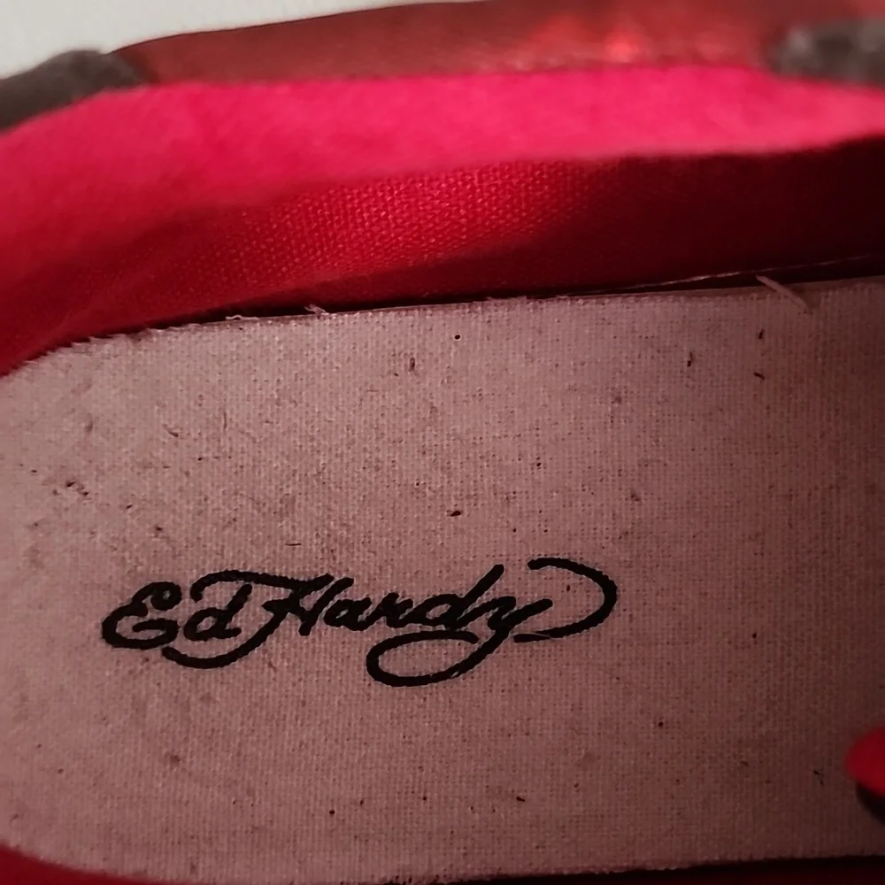 Ed Hardy Men's Red Jet Patterned Sneakers Size 11 Preowned - Picture 7 of 12